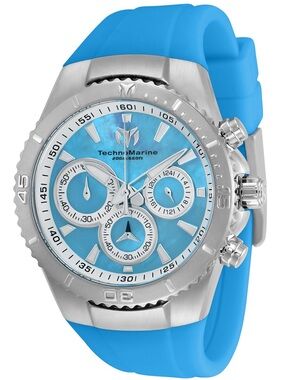 TechnoMarine Blue Dial Chronograph Silicone Strap Watch